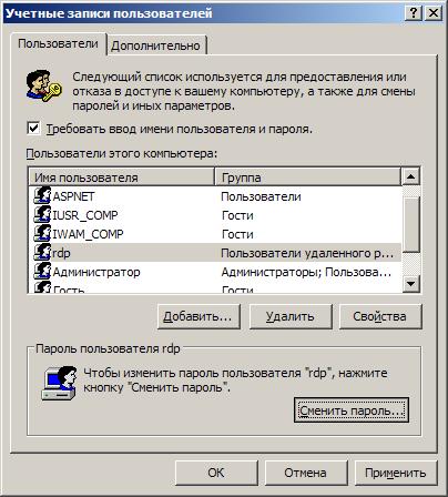 (Как сменить пароль у пользователя в Windows XP и отключить требования пароля при входе)
